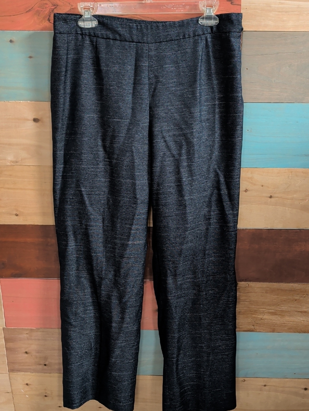 Le Suit Black Cropped Straight-Leg Dress Pants